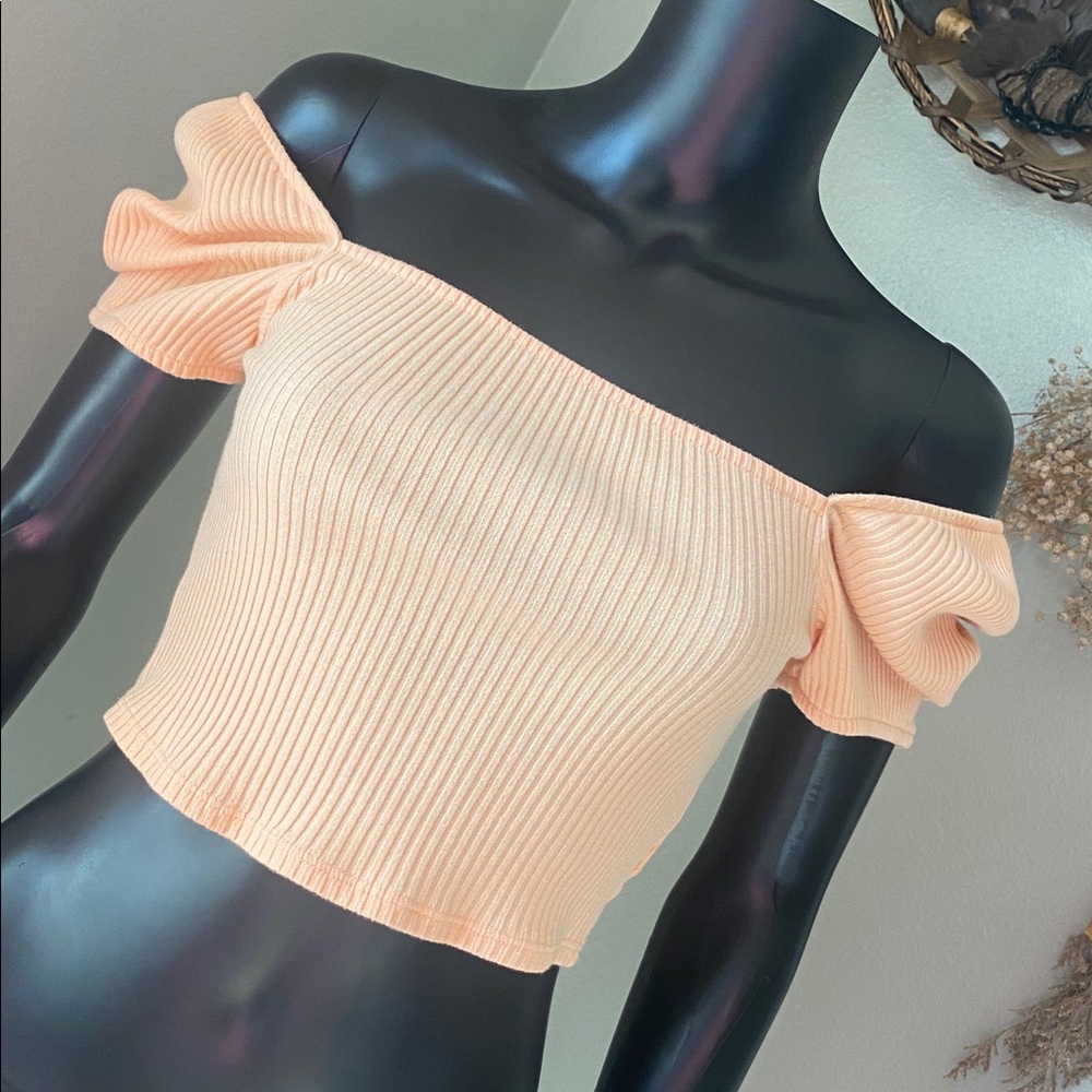H&M Peach Ribbed Crop Top - Picture 3 of 12
